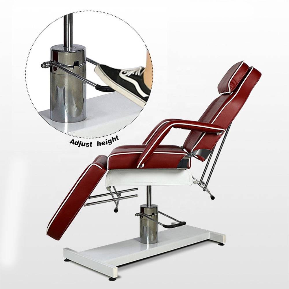 Cama de encerado ajustable roja Mesa de masaje hidráulica Silla de tatuaje