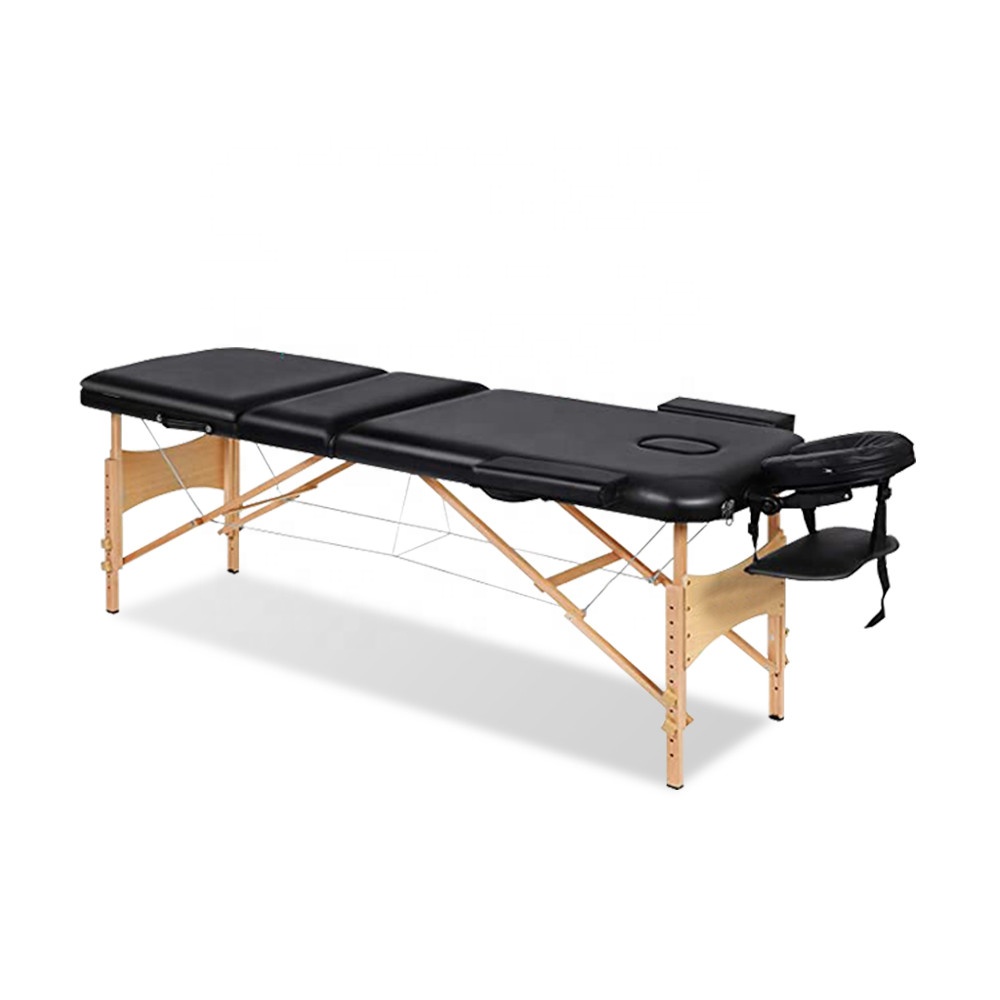 Mesa de tratamiento de masaje de madera portátil de peso ligero Sofá Spa Cama facial