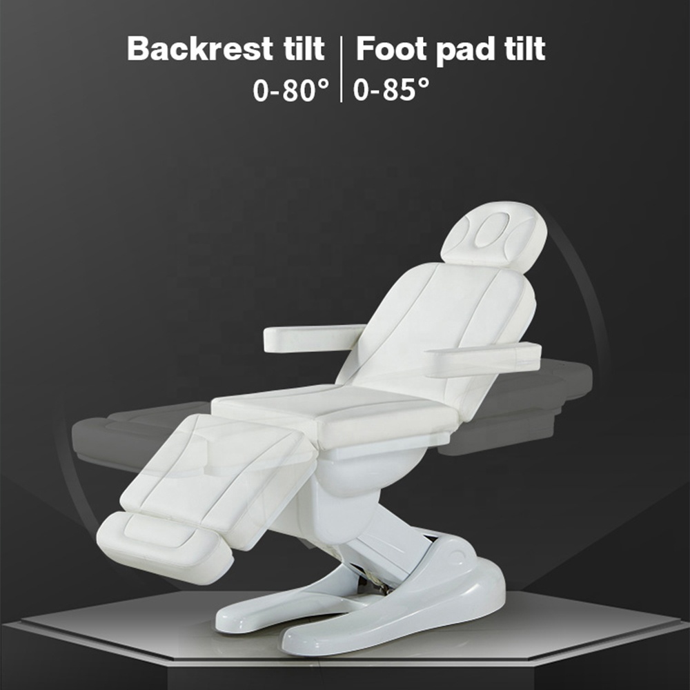 Mesa de masaje eléctrica blanca premium de lujo Cama facial y taburete