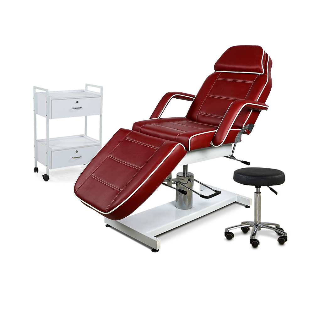 Silla de tatuaje de mesa de masaje de tratamiento de elevación hidráulica manual roja