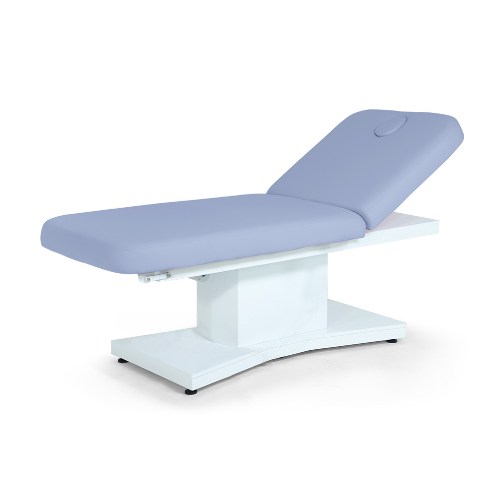 Mesa de masaje eléctrica azul, sofá, esteticista, spa, cama facial