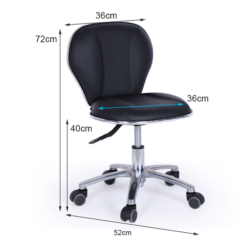 Silla con taburete de pedicura con ruedas para salón de uñas negra - Kangmei