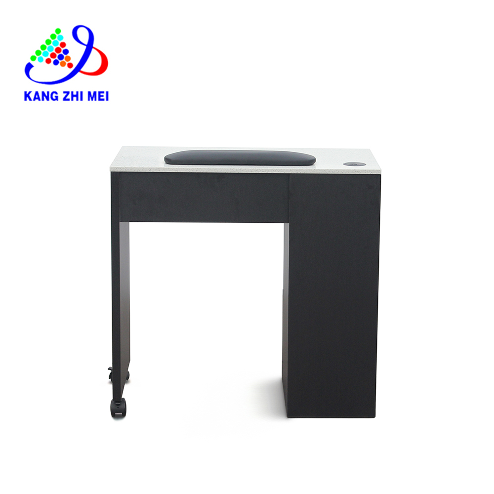 Mesa de manicura para escritorio de uñas negra con tapa de granito - Kangmei