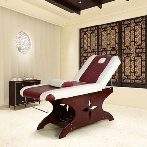 Barato Lujo Moderno Spa Ajustable Salón de Belleza Cosmético Pestañas Faciales Physiotherap Mesa de Tratamiento de Madera Maciza Cama de Masaje Tailandés