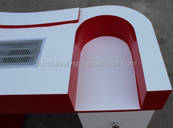 2018 Kangzhimei, venta al por mayor, salón de uñas moderno, mesa de manicura de uñas roja y blanca N049-1